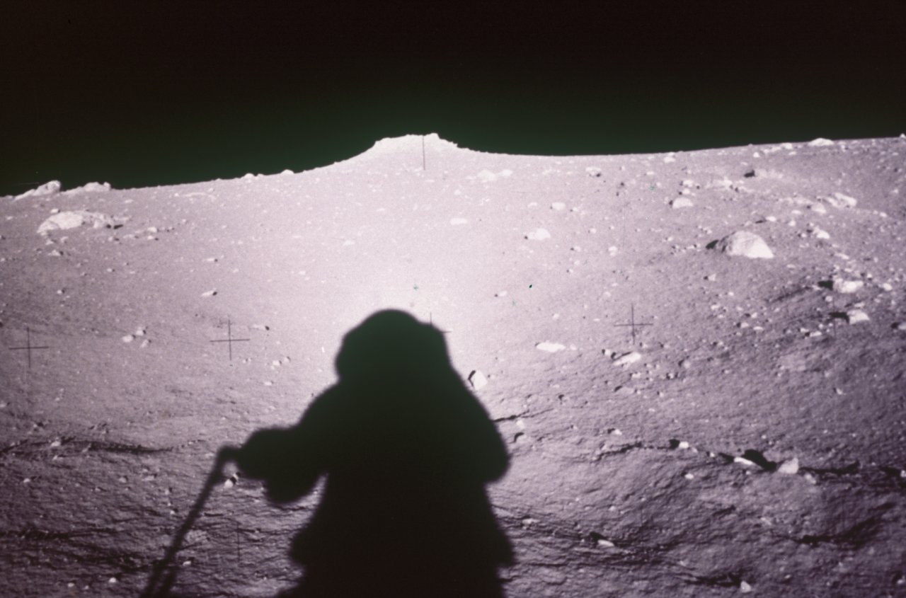 120 Apollo 12 Astronaut shadow and lunar mound -s